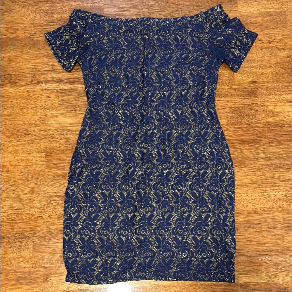 Lush Blue Off-Shoulder Bodycon Mini Dress